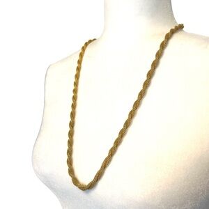 Vintage Gold Tone Twisted Mesh Rope Chain Necklace